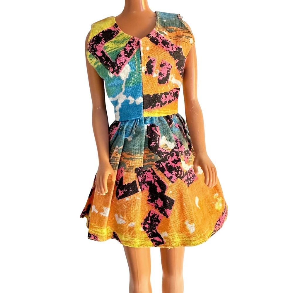 Vintage Mattel Barbie Fashion Doll Dress Abstract Print